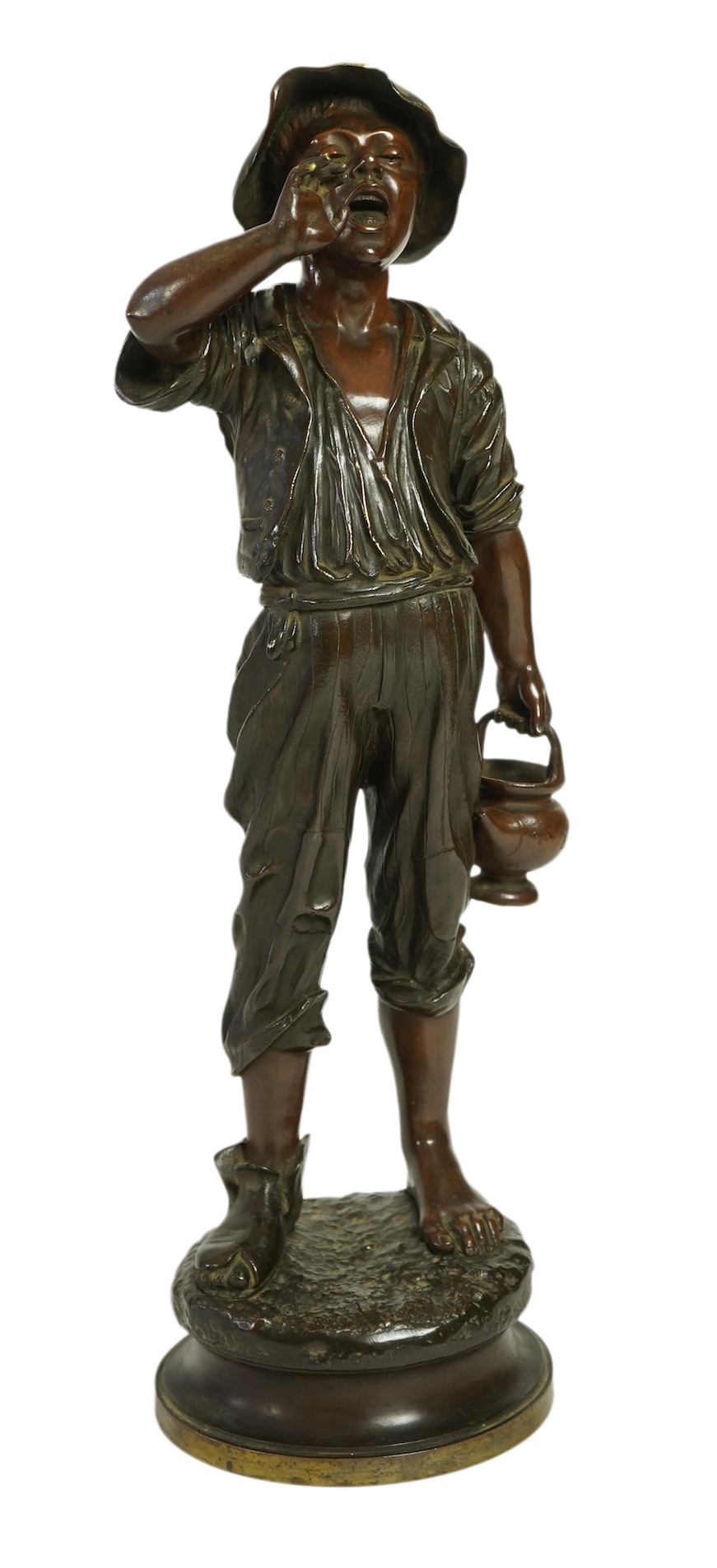 Paul Dubois (French 1829-1905), 'Le petit porteur d'eau' a patinated bronze figure, c.1900